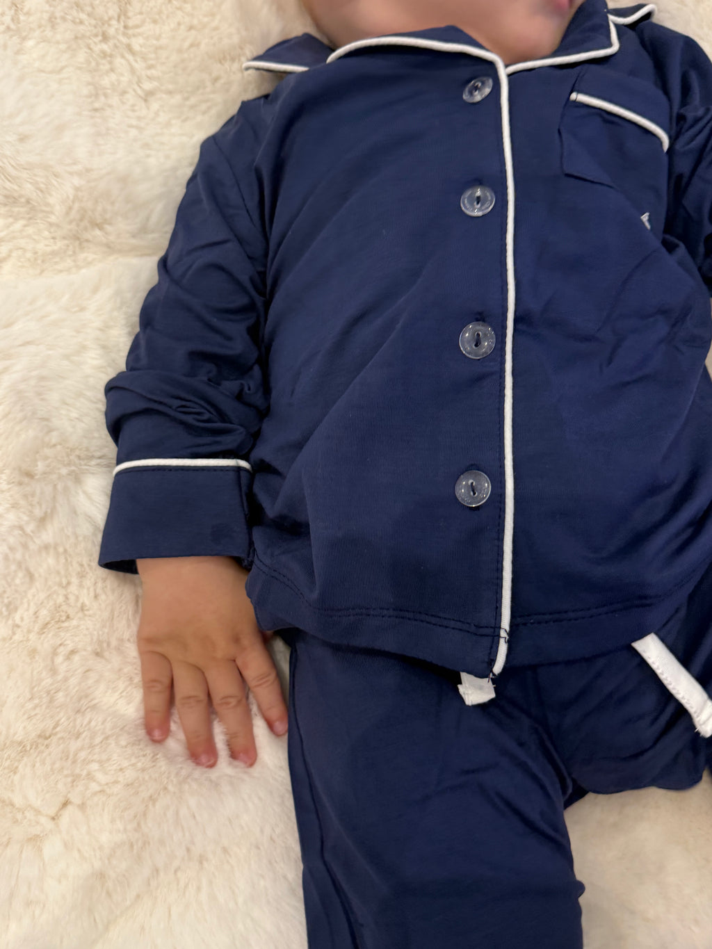 Navy Bamboo Long Pyjamas