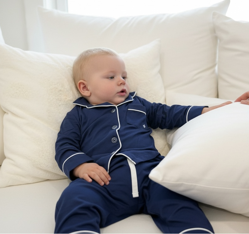 Navy Bamboo Long Pyjamas