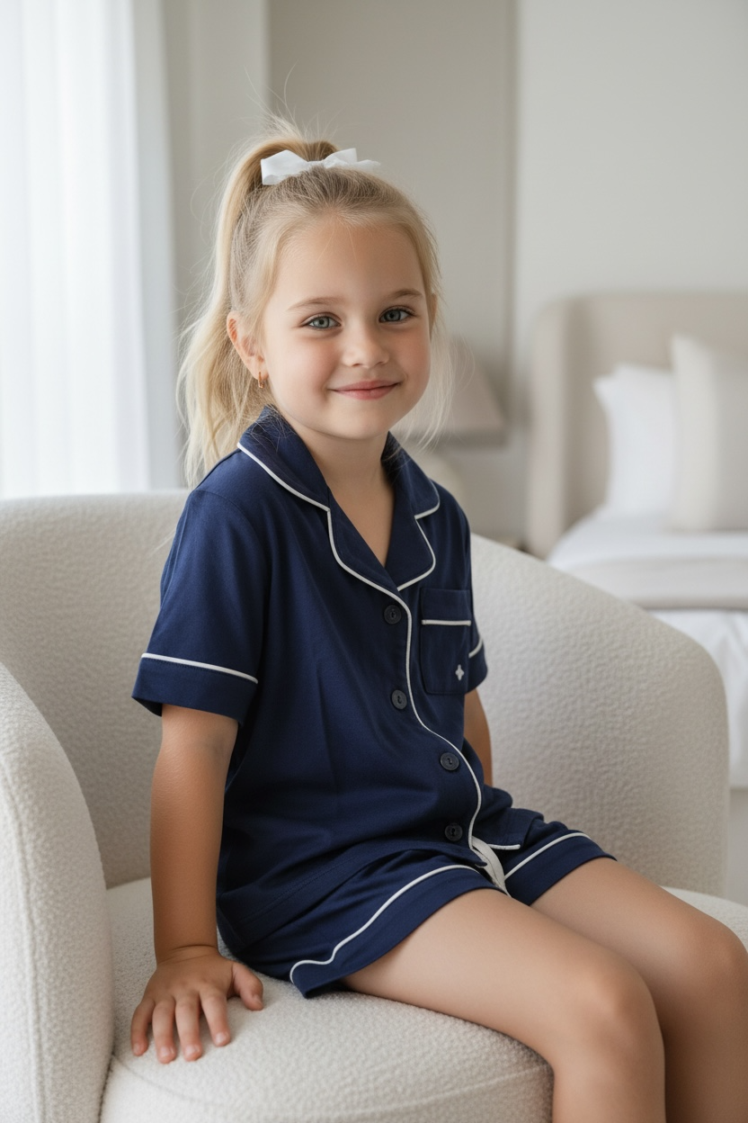 Navy Bamboo Short Pyjamas
